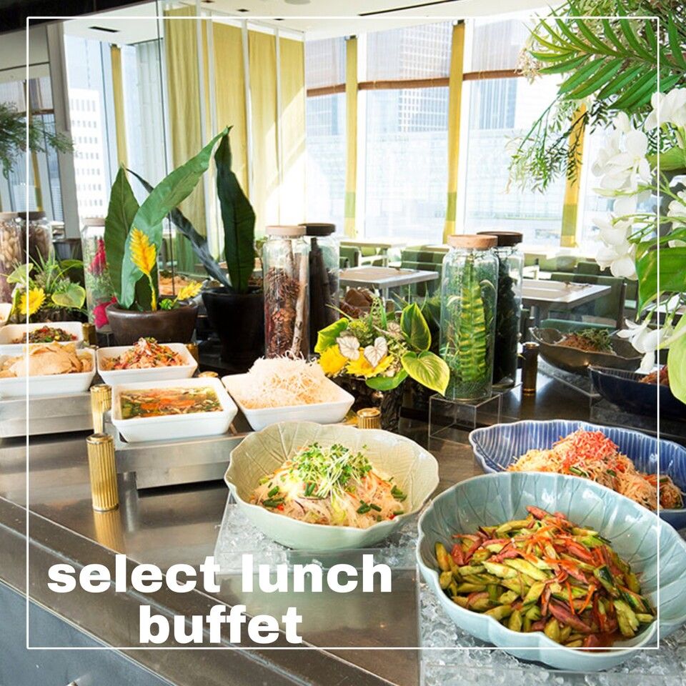 平日限定ランチセレクトビュッフェ＆スパークリングワイン＋グラスワイン赤白も飲み放題】タイ王道料理一品＋副菜＆サラダ＆デザートバイキング！お得な贅沢ヘルシーLUNCH☆飲み放題はおひとり様ずつ選択可