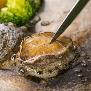 ランチ【あわびコース 】鮑、厳選国産牛サーロインステーキ、デザート等全6品