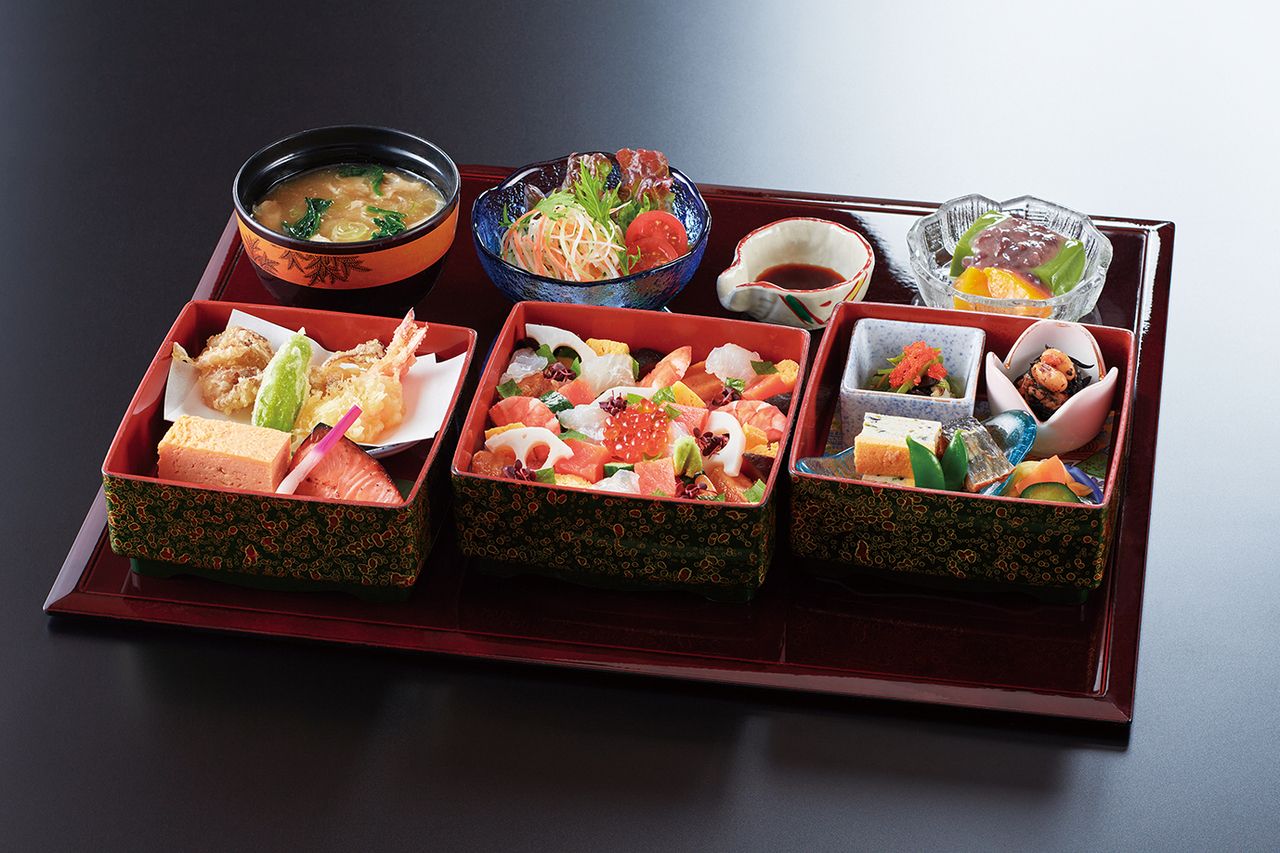 Three-Tier Mini Jubako Meal (jubako = traditional Japanese stacked box)