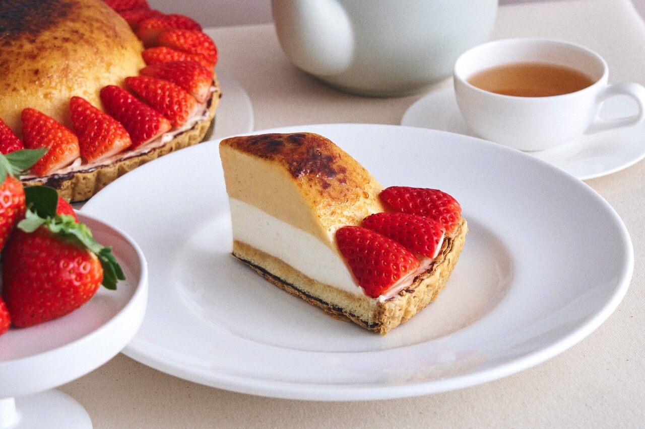 [Farm-Direct Strawberry Fair] Drink Set / "Asuka Ruby" Strawberry Caramel Crème Brulee Pie