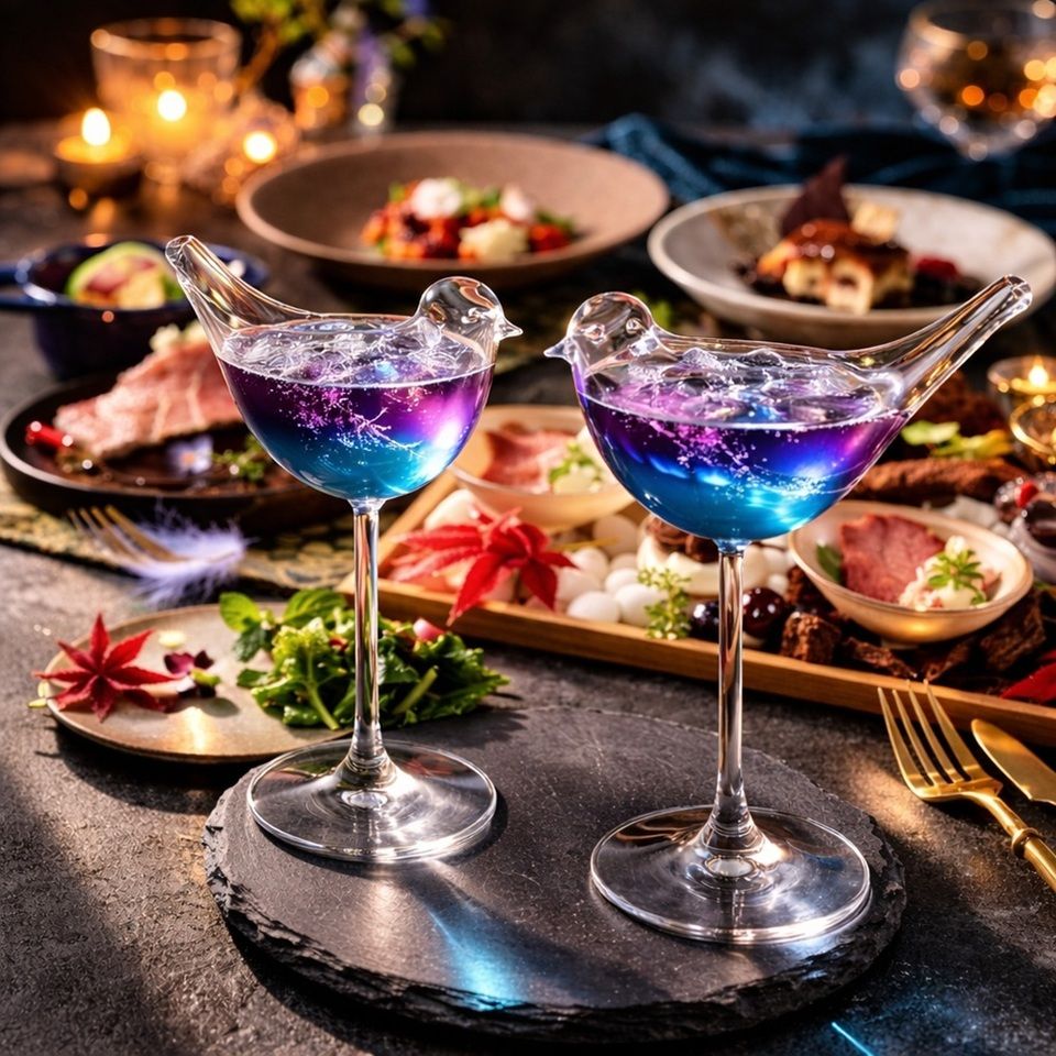 [Gourmet Dinner] Enjoy the flavors of spring with a gourmet dinner course for two, including an original Bird Glass cocktail toast