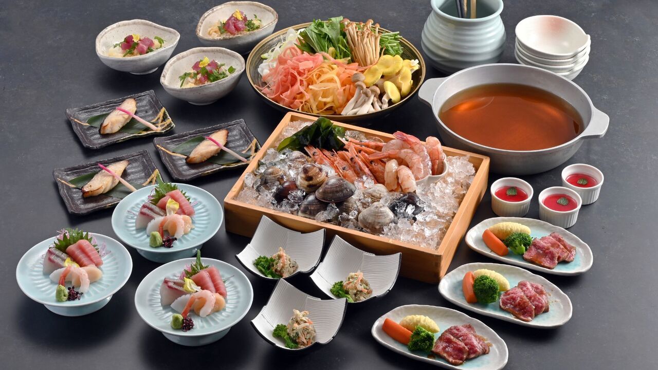 三重県産蛤と海老の海鮮しゃぶしゃぶコース