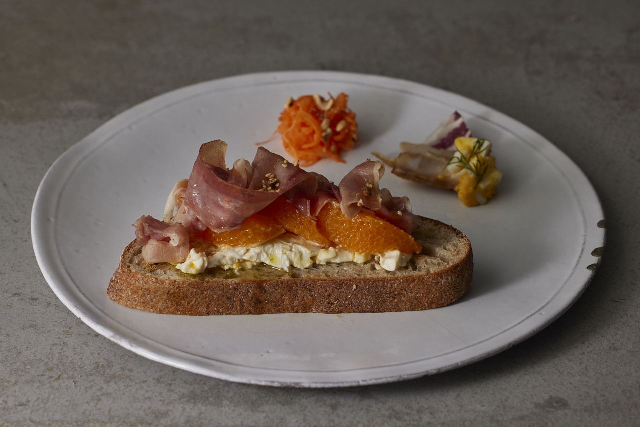 パルフェバンビ付きサンドイッチランチ〜生ハムと季節の柑橘のタルティーヌ〜【 ¥4,900円(税別) 】