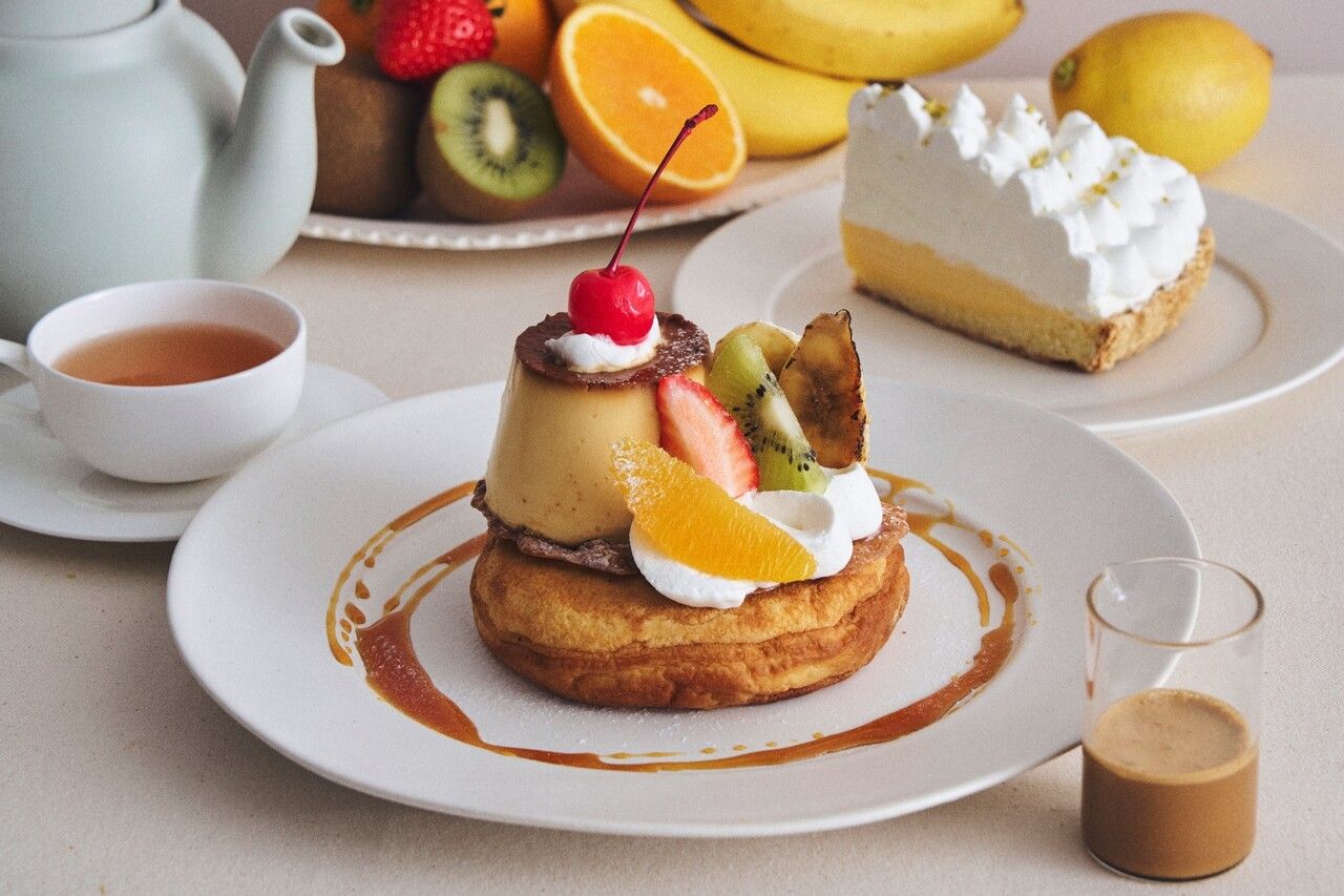 [Starting April 1st! Great Value Set] Pudding à la Mode Pancakes & Choice of Cake Set