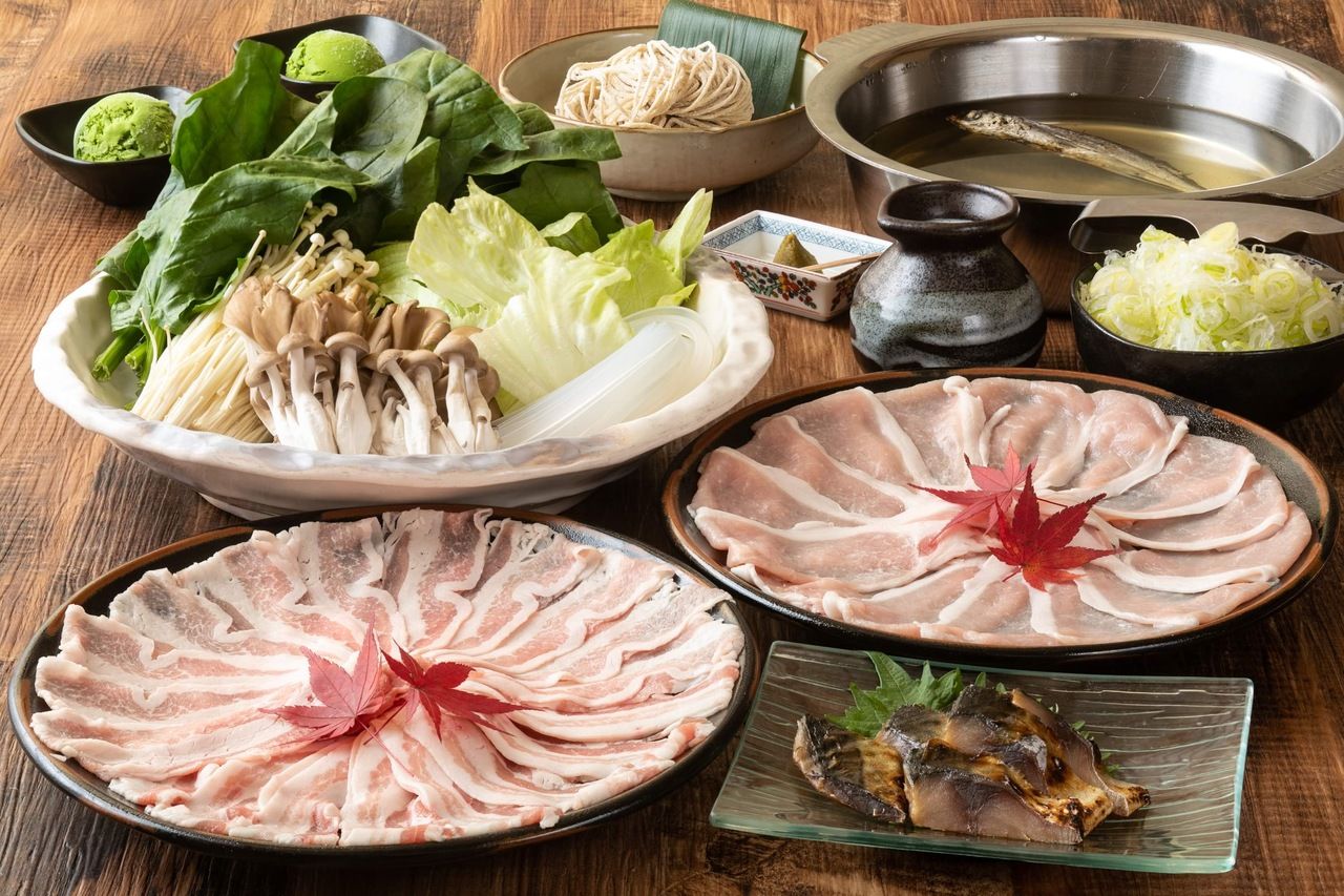Kamogawa course [Meals only] Shabu-shabu: pork belly & pork loin