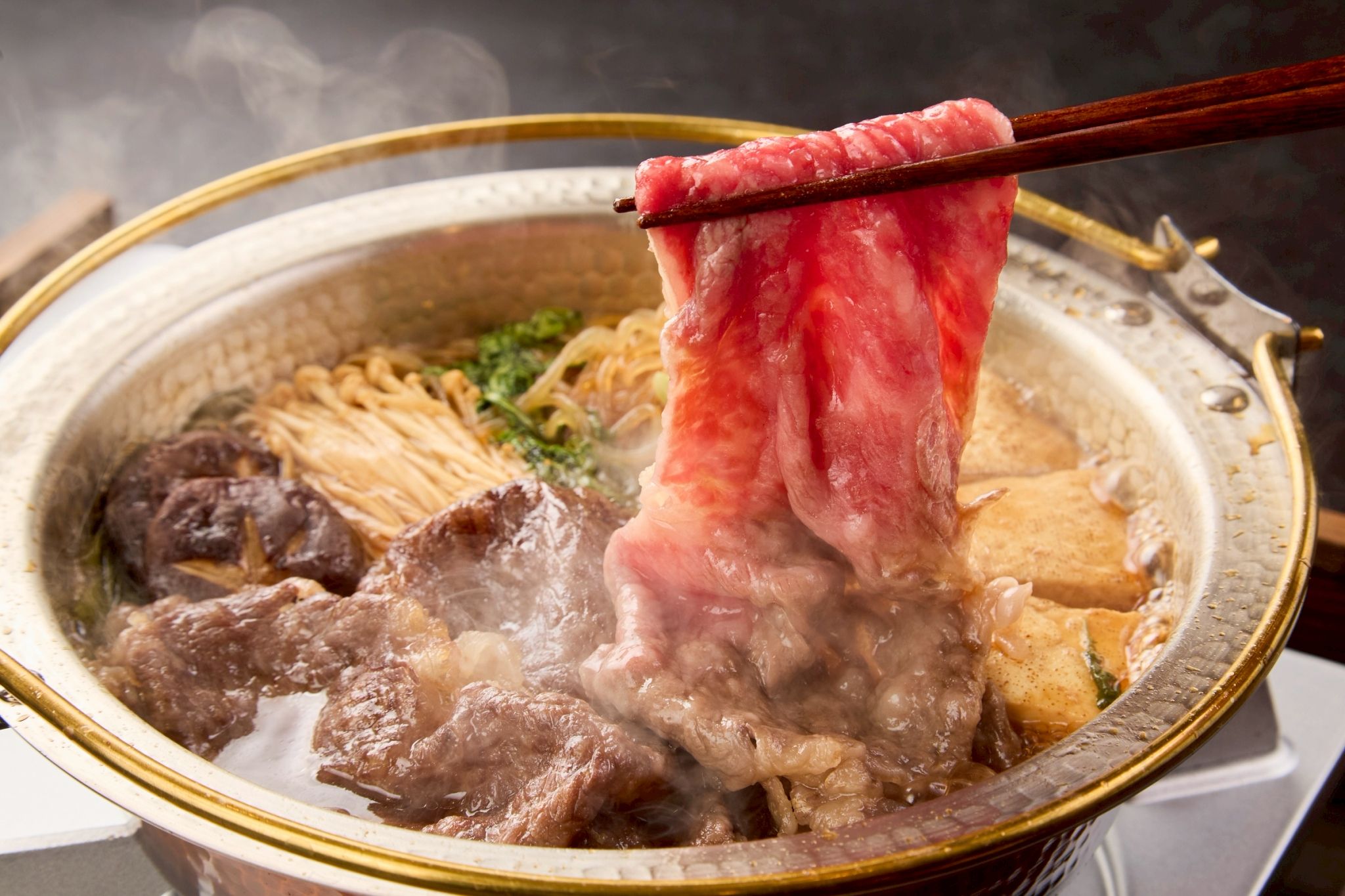 Sukiyaki Kobe beef Ushimaru Shinsaibashi