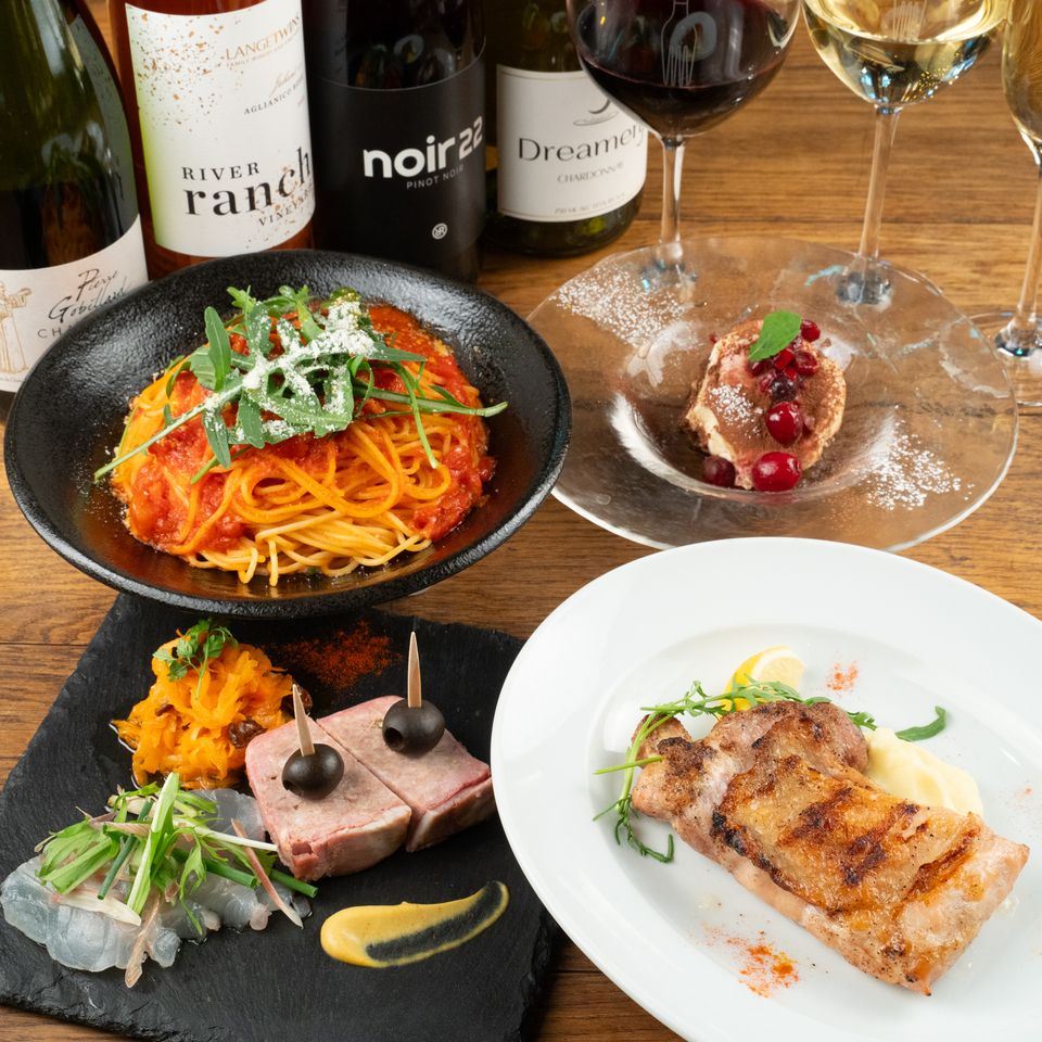 [Recommended for social gatherings!] Casual dinner course / Appetizer, pasta, main dish, dessert, 4 dishes + 2 hours all-you-can-drink