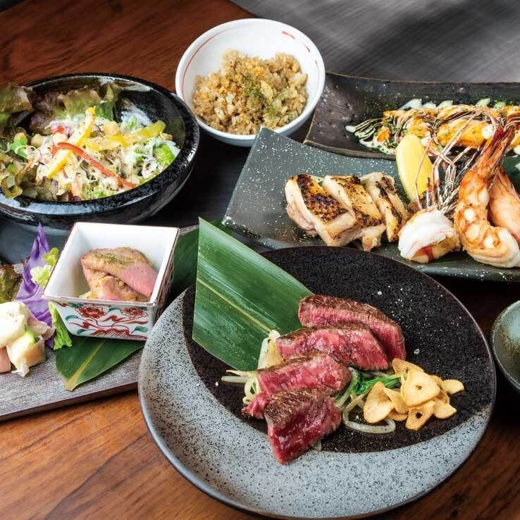 A premium "luxurious" teppanyaki course (8 dishes) "Kamigata Mido Course" *Food only*