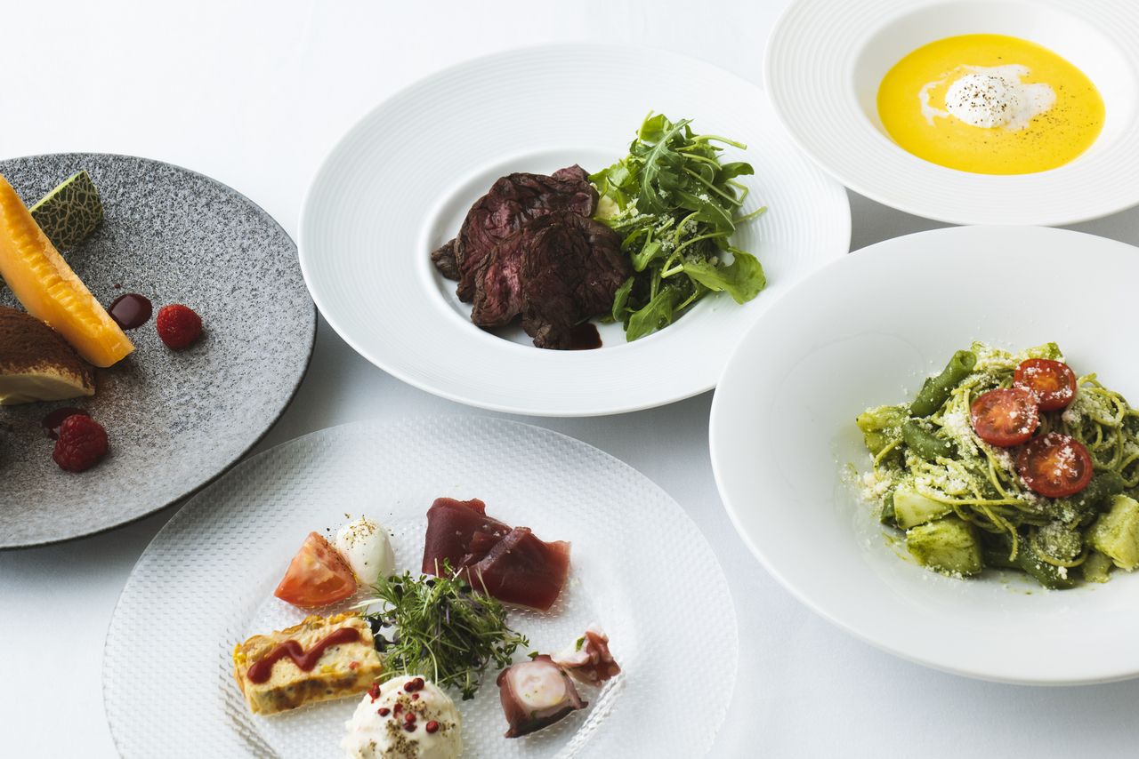 【OCEAN LUNCH 4200YEN 】平日限定 前菜盛り合わせ、スープ、パスタ、メイン､デザートの全5品