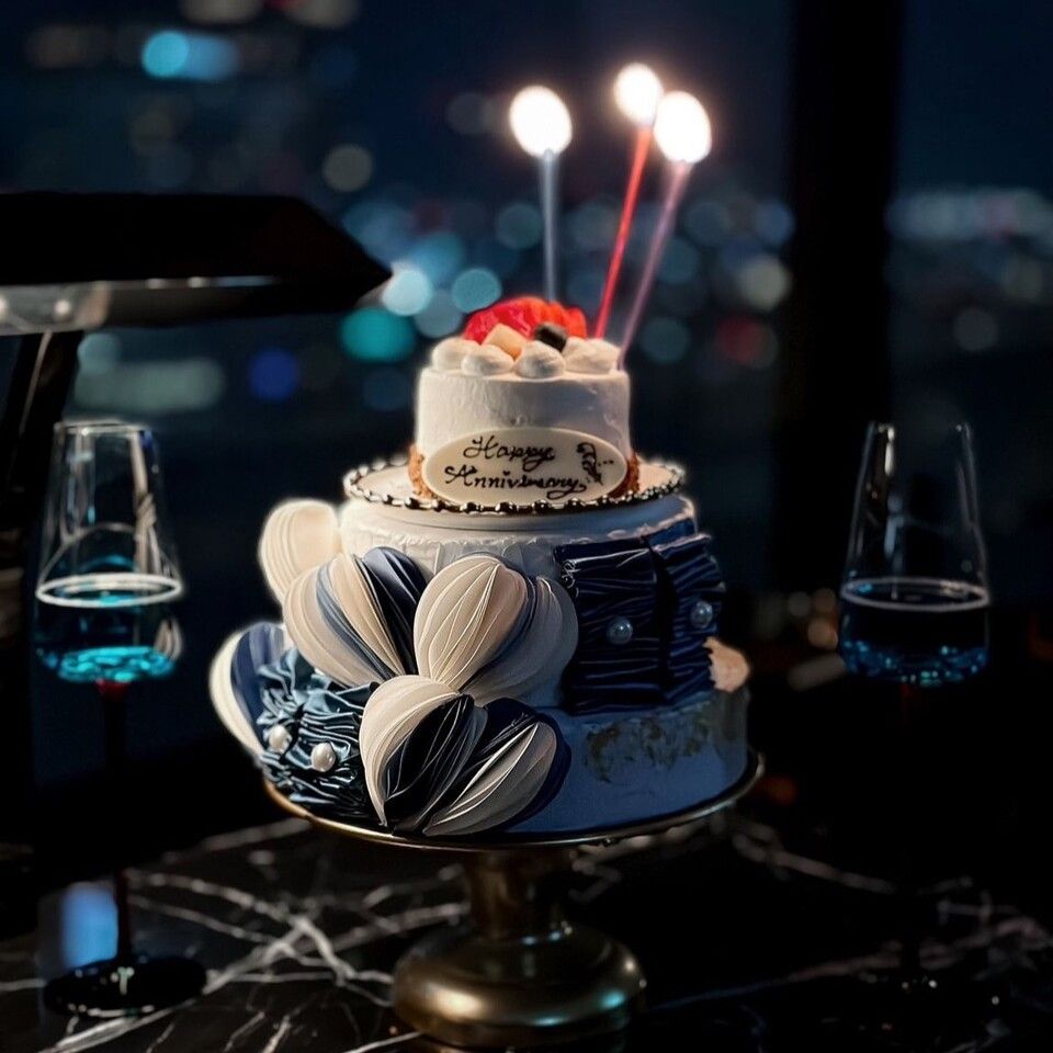 【Premium Anniversary】14-course Premium Dinner — “Celebrate with Starry‑Sky French”, featuring many luxurious ingredients in small portions and a cake