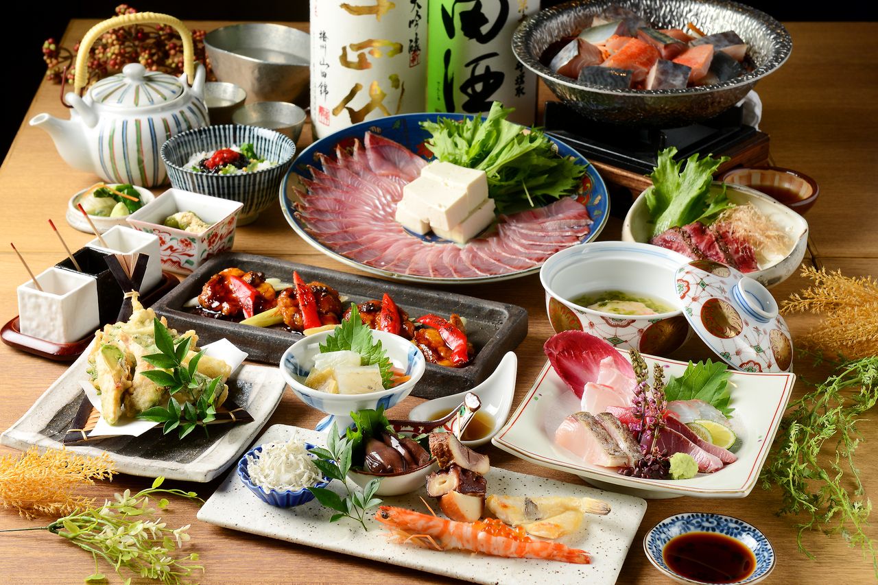 【接待におすすめ】　割烹コースプレミアム飲み放題付き　15品【90分飲放付】7,800円（税込み）