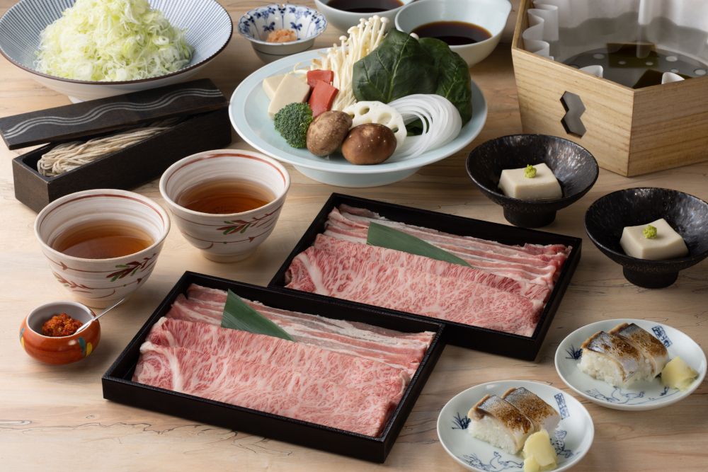 Lunch — Dashi Shabu Kaiseki “Akari” with selected pork and Wagyu sirloin (Akari)