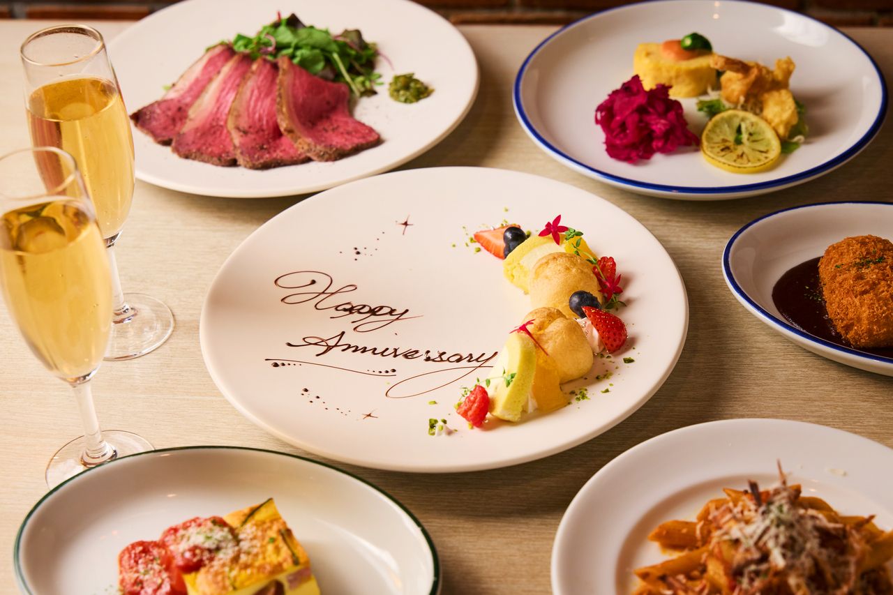 【特別な日のディナーにおすすめ】Anniversary Course　乾杯ドリンク＋メッセージプレート付き