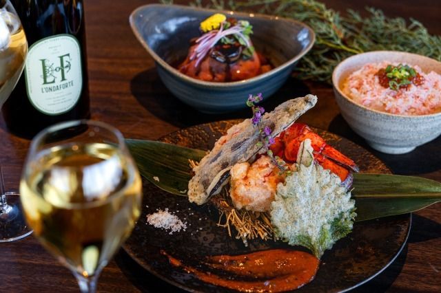 直前割【クリスマスディナー2025★乾杯酒付】聖なる夜を彩る 和の特別ディナーコース全6皿（12/20～21限定）