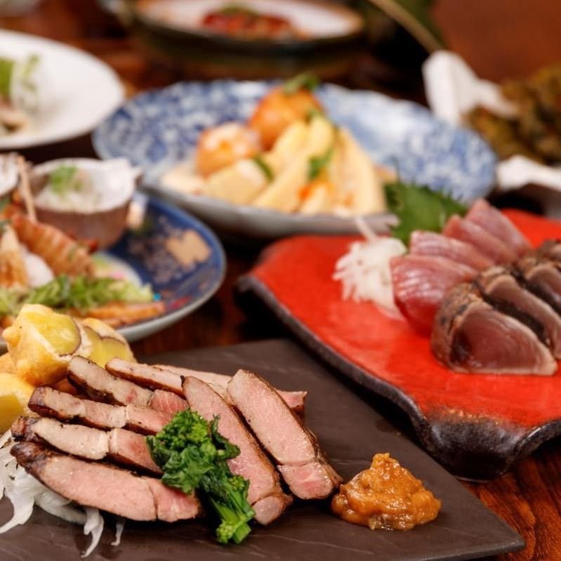 【3月-5月】名物！かつをの藁焼き塩たたき × 春の味覚　かんざしコース（2時間飲み放題付き）