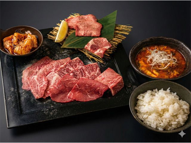 Specially selected Japanese black beef and offal yakiniku lunch