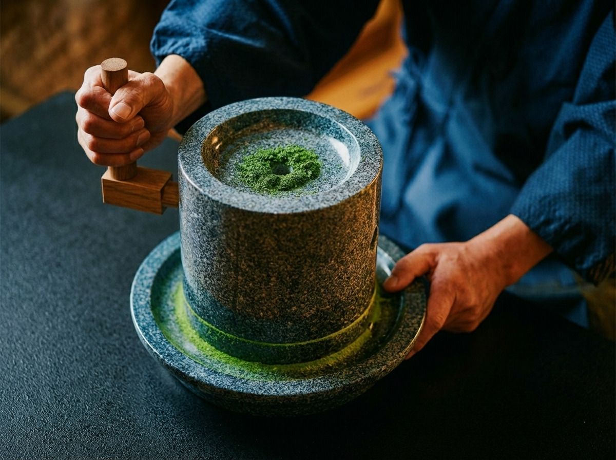 At Arashiyama Sky Terrace, enjoy a fresh matcha experience made with matcha ground in a stone mortar.