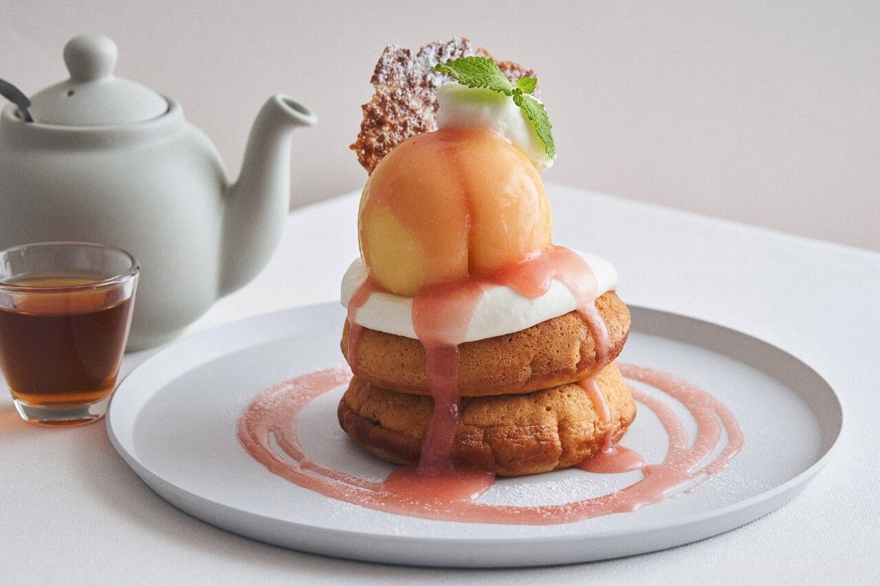 【Starts 7/1】 Drink Set / Whole Fresh White Peach and Milky Cream Pancakes