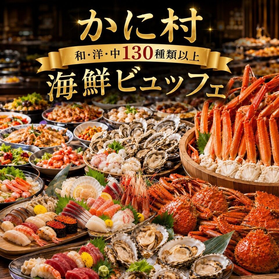 ◆10月以降～◆【タラバガニ付きプレミアムビュッフェ】＜120分制＞130種超の料理が並ぶ海鮮ブッフェ＋アルコール飲み放題