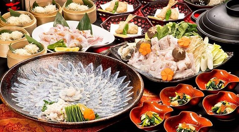 Pufferfish course with fishing