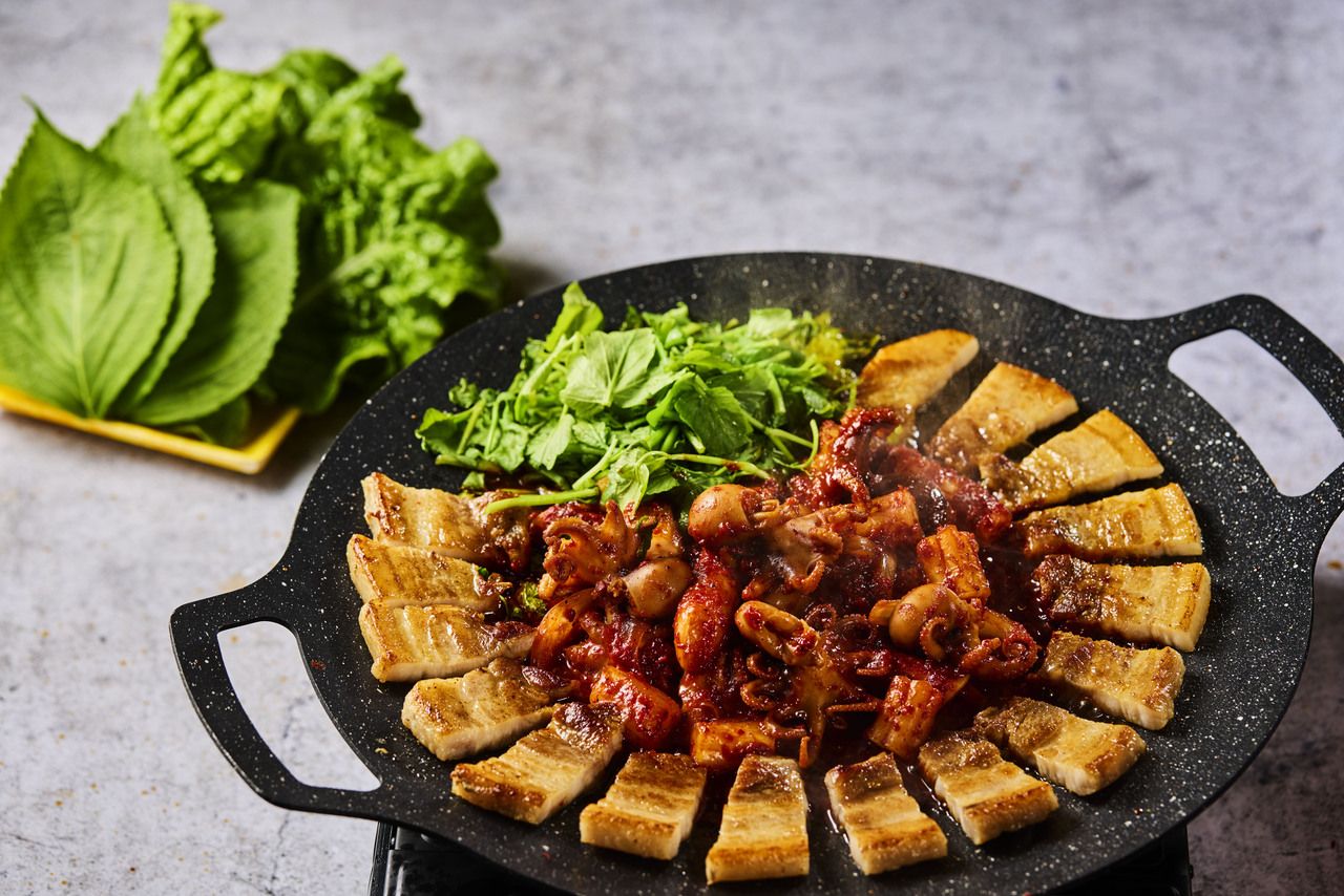 満足度No1◆ボリュームたっぷり◆ミナリチュクミサムギョプサルコース☆2時間飲み放題付き☆