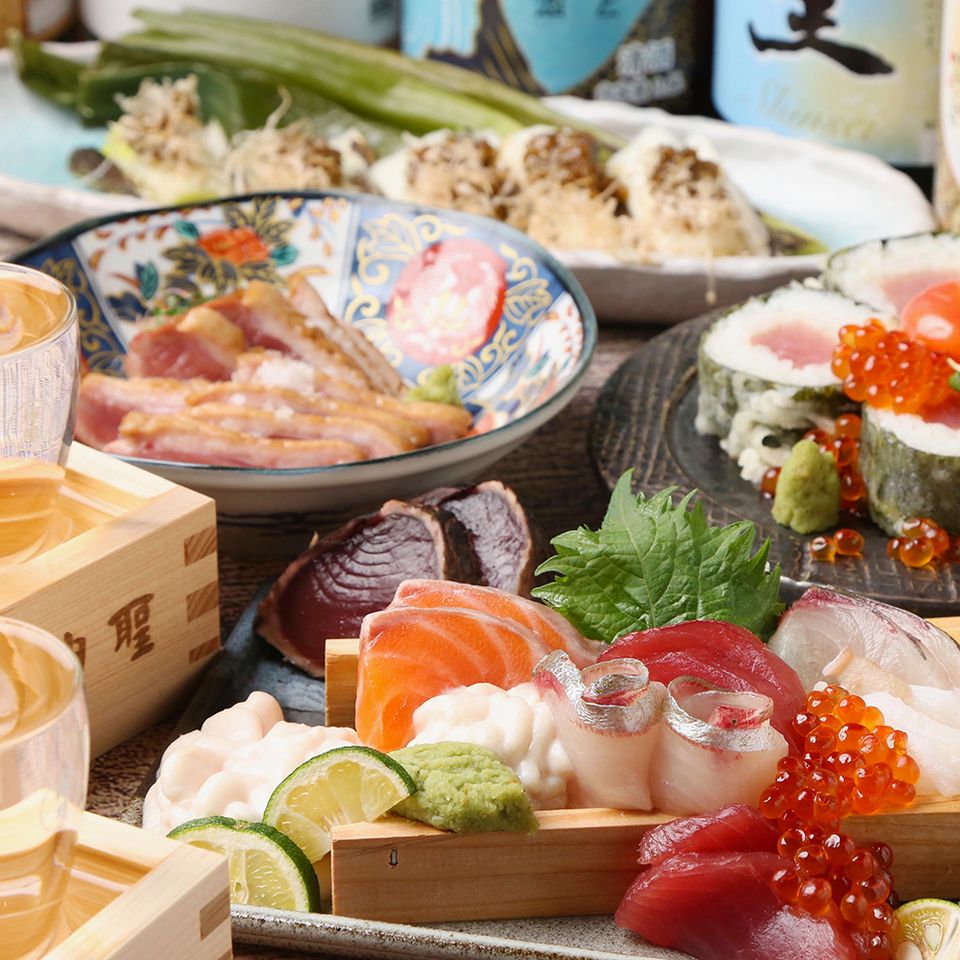 【轻松饮酒会】烤土鸡和海鲜盖饭，适合饮酒会的宴会套餐★4,500日元，附无限量畅饮