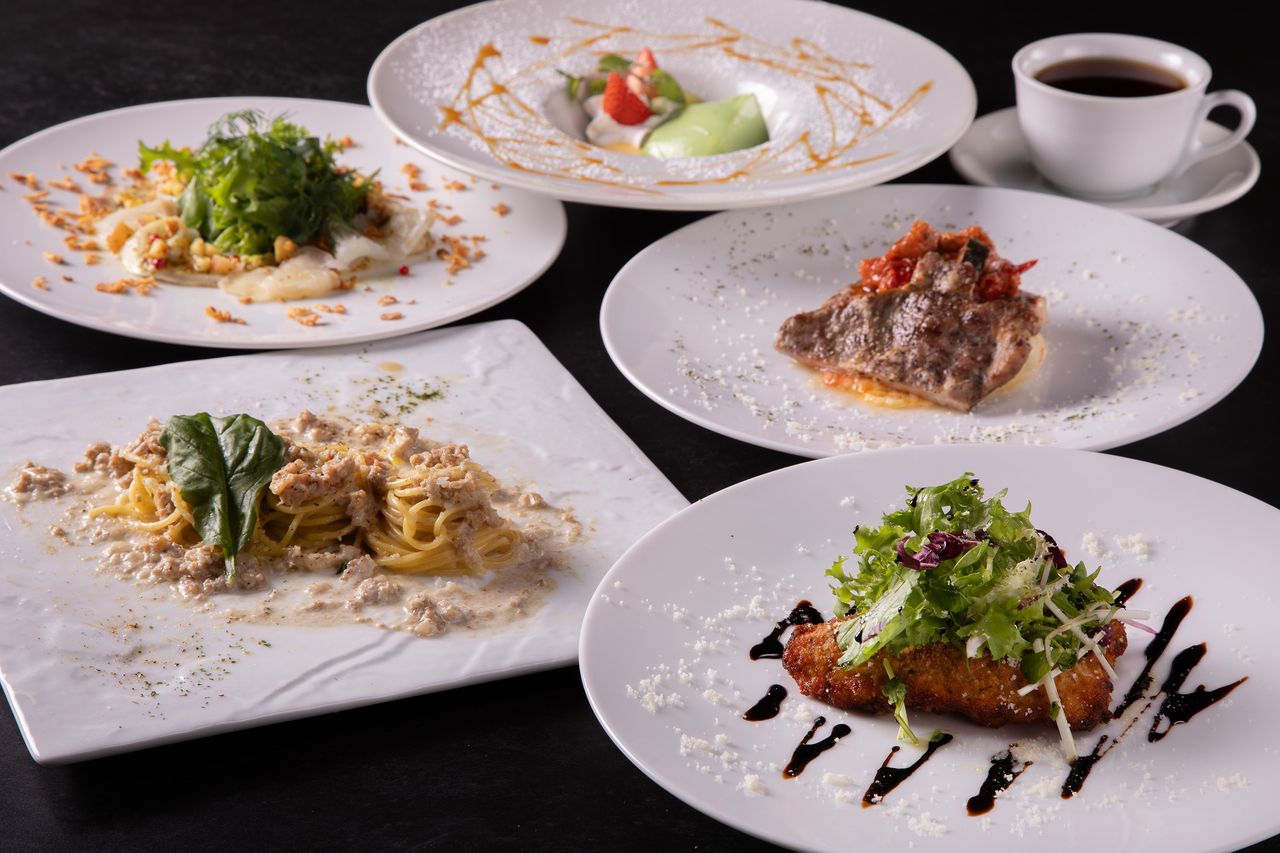 【ランチコースB】〜前菜・パスタ・肉も魚もWメイン・デザート・コーヒー付き（全5品）〜