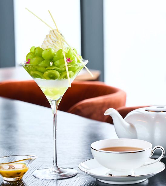 Shine Muscat parfait and TWG Tea set