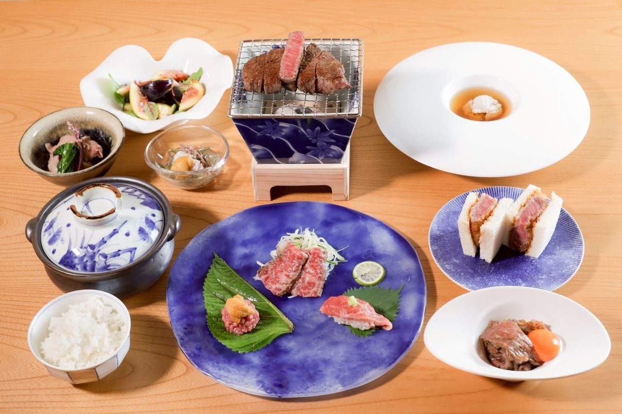 A5-grade premium Miyazaki beef — rare-cut yakiniku course