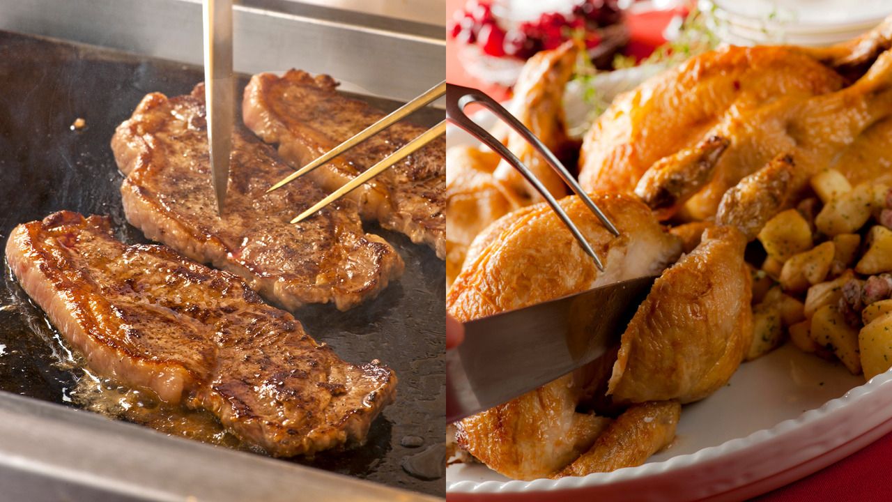 【12月・1月 土日祝 1部11:30～13:00】サーロインステーキ＆ローストチキン ランチブッフェ