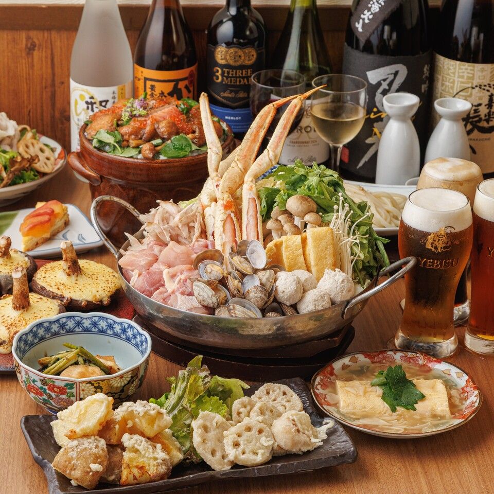 【5種の鍋から選べる】蟹ちゃんこ、もつ鍋、ブリしゃぶなど色々なお鍋を堪能できる冬満喫プラン