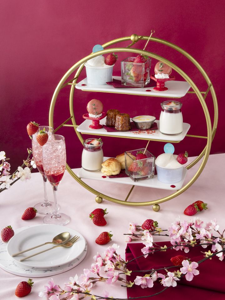 【季節限定】ノンアルスパークリング付♪苺のアフタヌーンセット¥1,800(税抜)