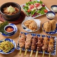 【百鳥のオススメコース・2.5時間飲み放題付き】5,500円(税込)　炭焼き3串の盛合せをメインにいいとこどりしてます【全10品】