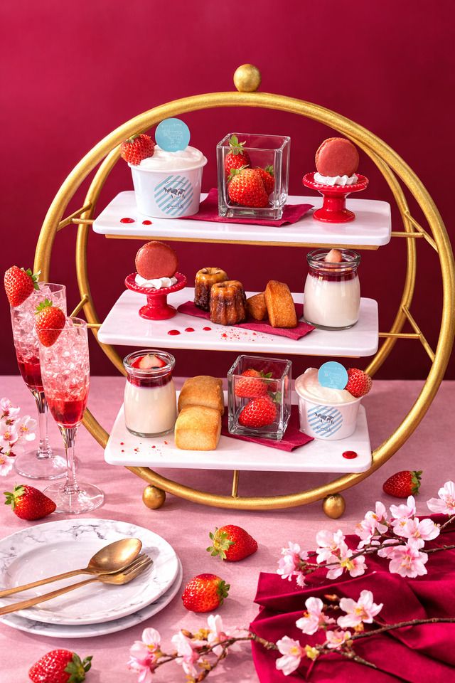 【季節限定】ノンアルスパークリング付♪苺のアフタヌーンセット¥2,000(税抜)