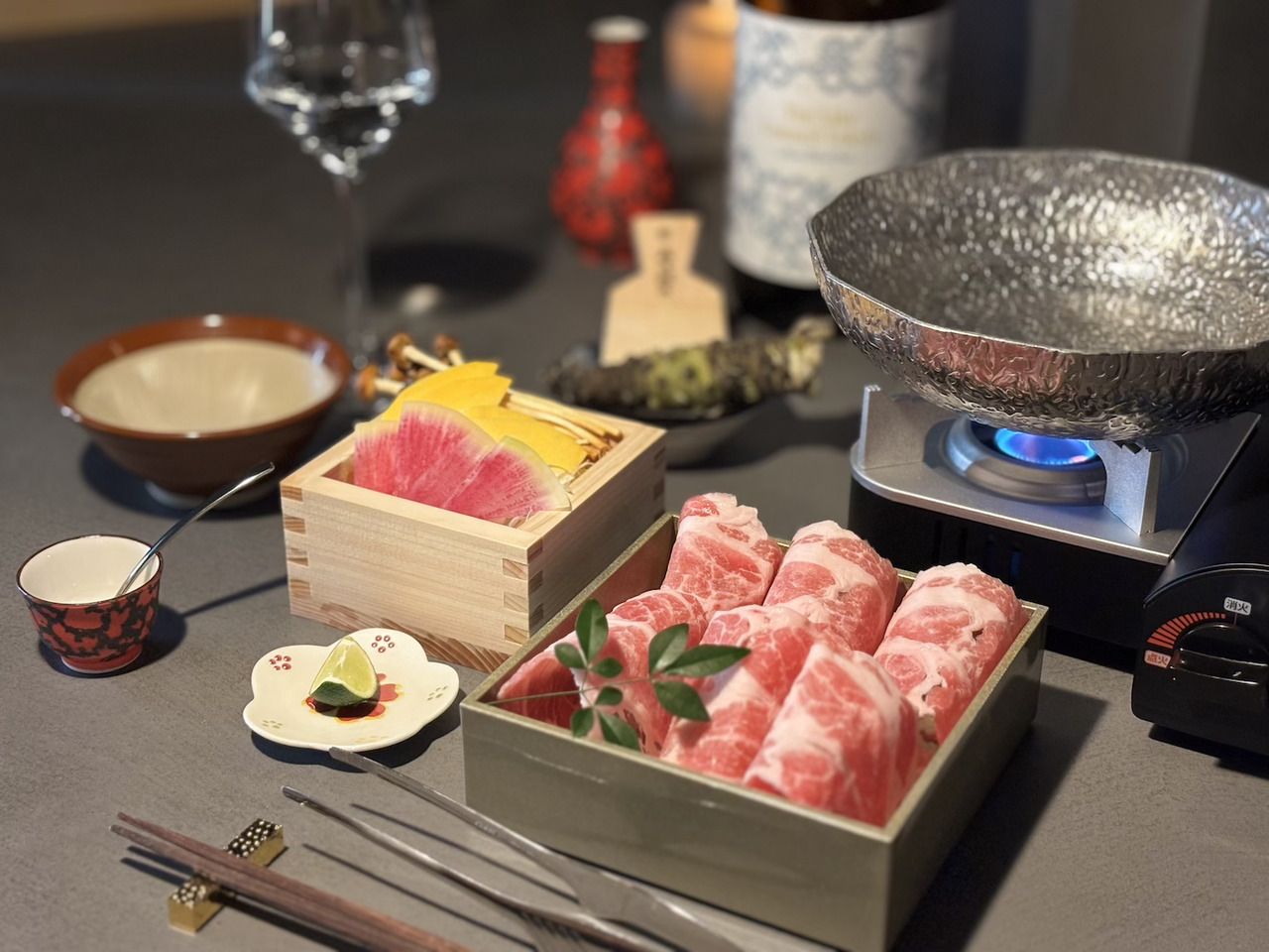 日本酒だしの豚しゃぶペアリングコース