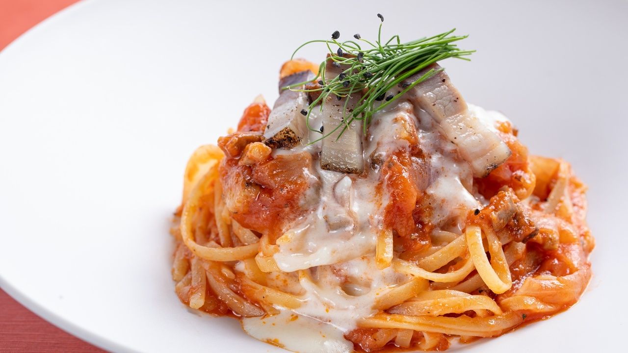 [Seasonal] Pancetta and Spring Onion Amatriciana + buffet (adult)