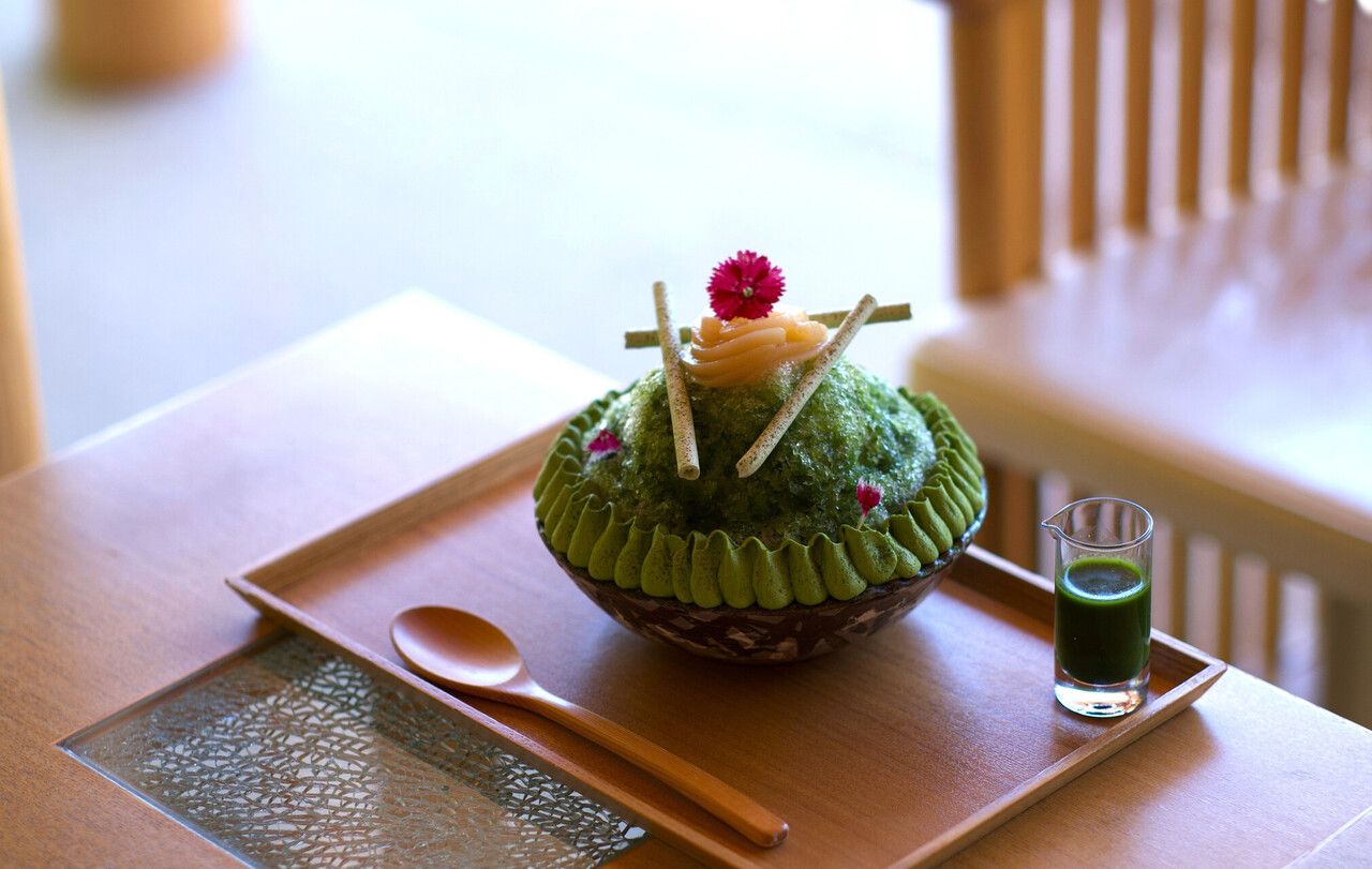 Matcha Peach Shaved Ice