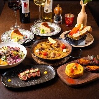 女子会　女性グループ様　【ワンドリンク付き】ご友人とのランチ/ディナーに◎豚のリブパエリアに自慢のバスクチーズケーキまで楽しめる「女子会コース」