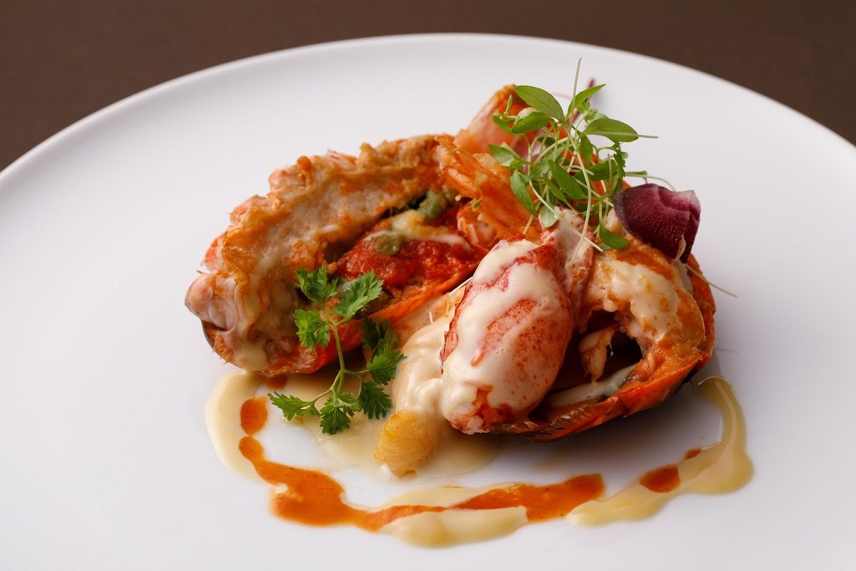 A superb course featuring a whole wild lobster.