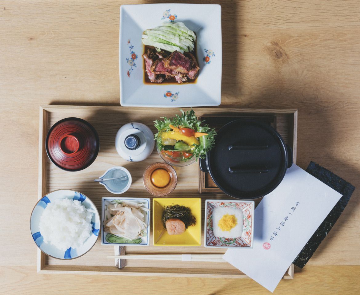 白舎利と牛カツ定食