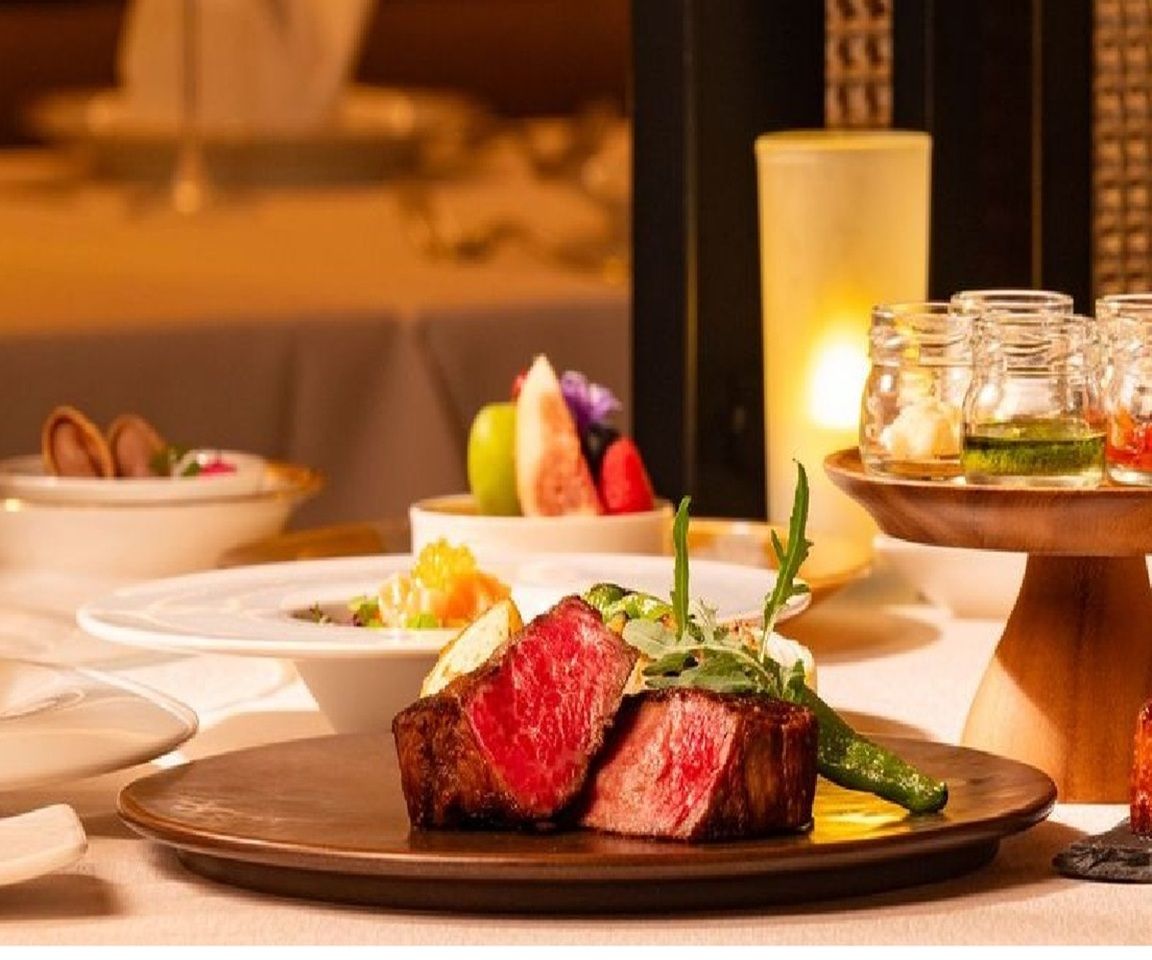 [Lunch] Exclusive lunch course featuring 6 items including beef stew made with premium A5 Kuroge Washu “Hitachi Gyoku”, Caesar salad, and seasonal pasta.