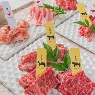 [4,950 yen including tax Basic course] Tongue, ribs, loin, grilled top lean meat, 3 types of aged Japanese beef, etc. (13 items in total)