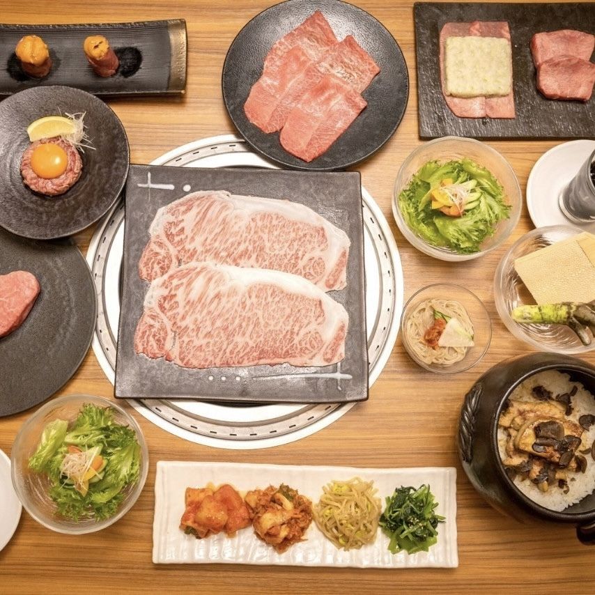 [Ponga Ebisu store limited special course] 12 dishes including the famous tatami green onion salt, Chateaubriand, special sirloin, truffle and foie gras rice in a clay pot