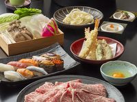 All-you-can-eat Black Wagyu Beef SUKIYAKI and Sushi