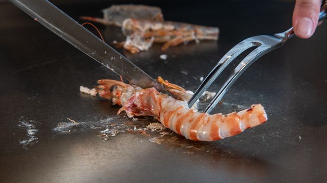 Fillet steak and seafood teppanyaki (scallops, shrimp and today's fresh fish)