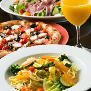 【土日祝限定】ピッツァ8種・パスタ8種から選べる！メイン付きプリフィクスコース