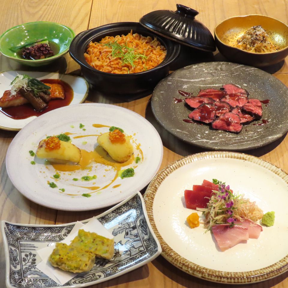 ご接待向けお料理個別盛り　スタンダードコース【雅コース(お料理のみ)】※お飲み物は別料金となります。季節の食材と土鍋ご飯をお楽しみ頂けるスタンダードコース(全8皿)