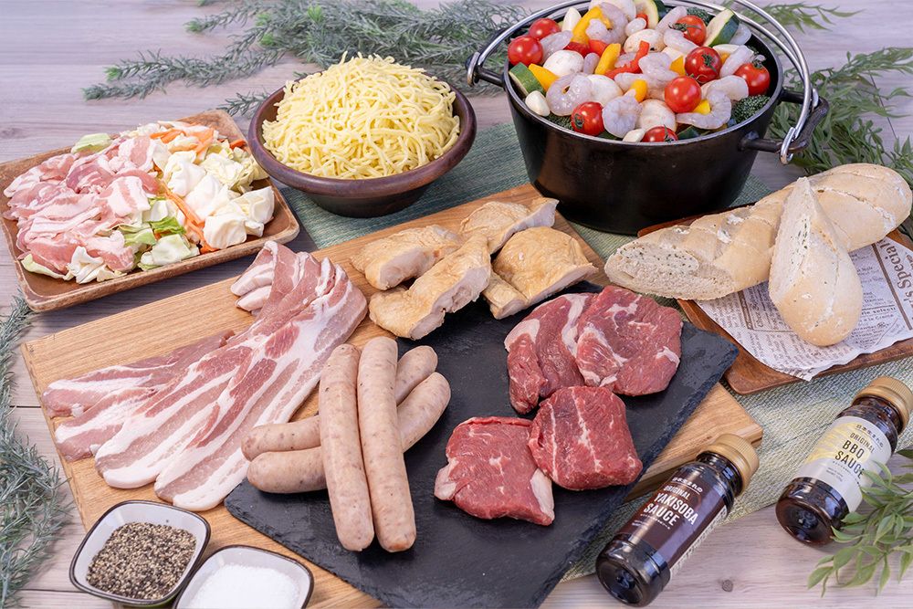 【海老と野菜のアヒージョ付きBBQセット（器材レンタル付き）】