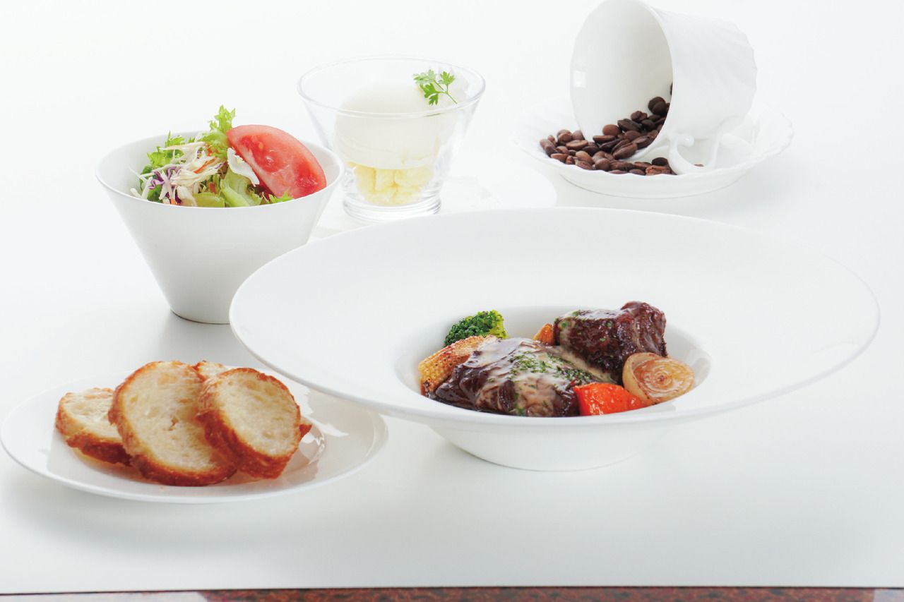 Beef cheek stewed in red wine lunch