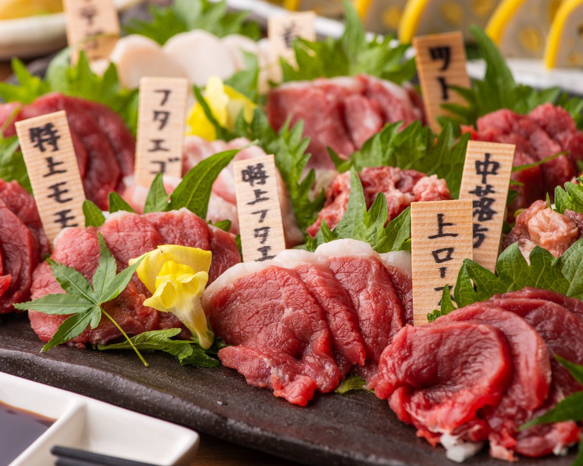9 kinds of horse meat sashimi + Sakura meat shabu-shabu + local cuisine 2 hours all-you-can-drink course